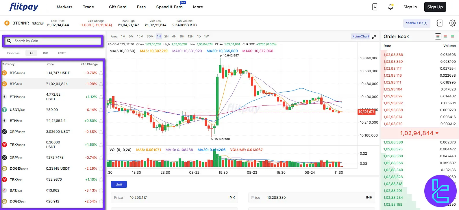 Flitpay trading pair
