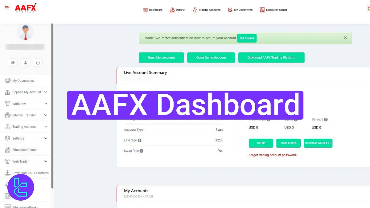 AAFX Dashboard 2025 [14 Main Sections Explained]
