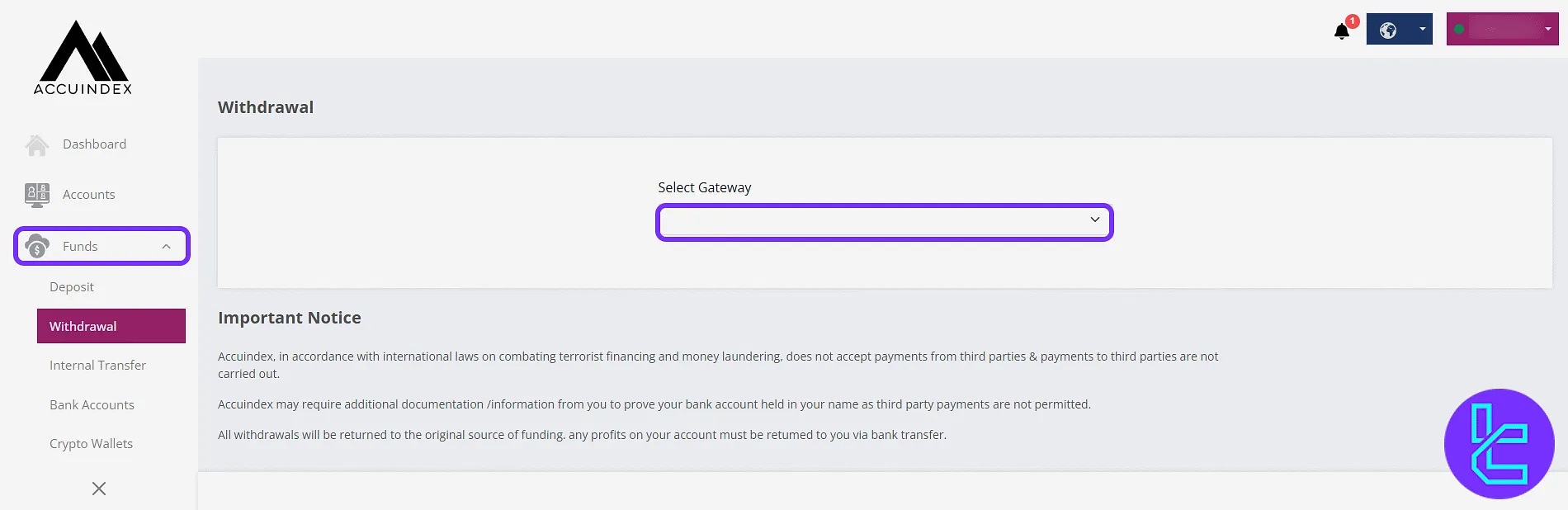 Accuindex user cabin cash-out request form