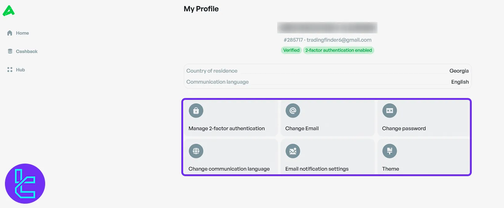 Amega profile panel and setting access tools