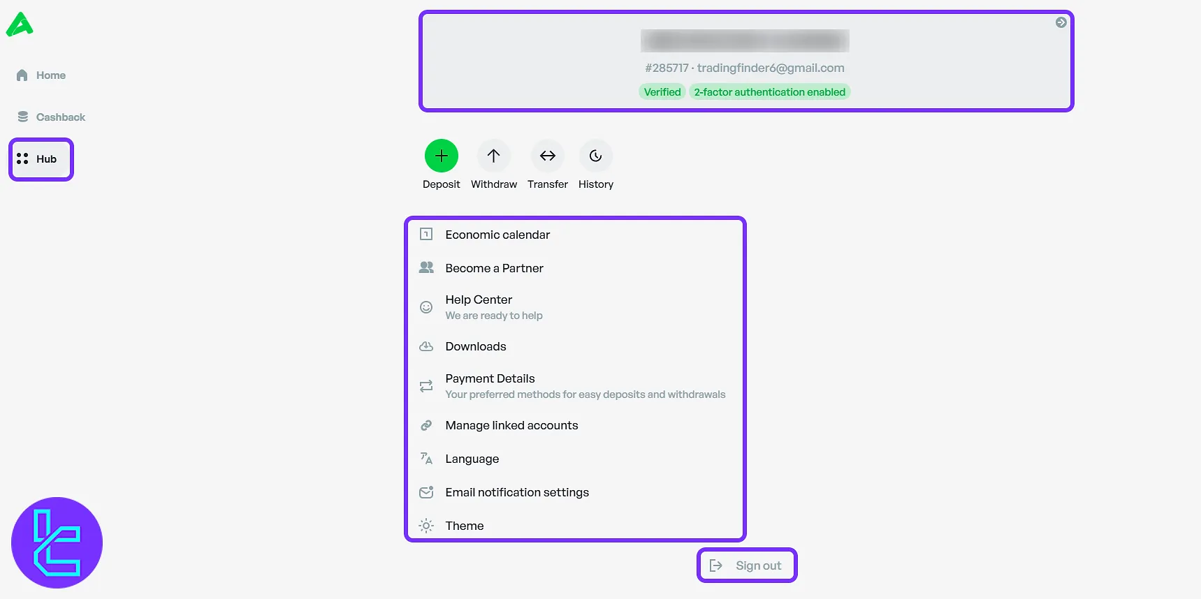 Amega Hub panel and client access tools