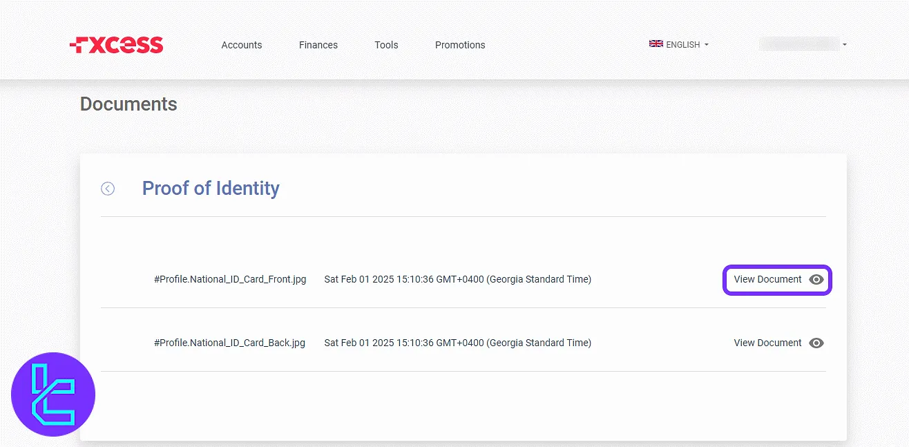 FXCess identity document preview options via the panel