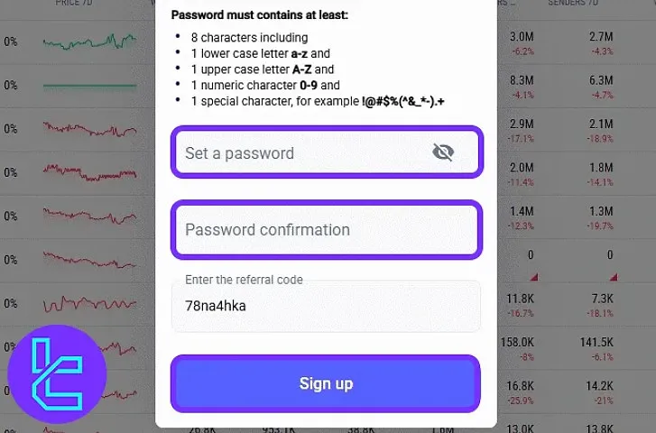 LATOKEN password setup