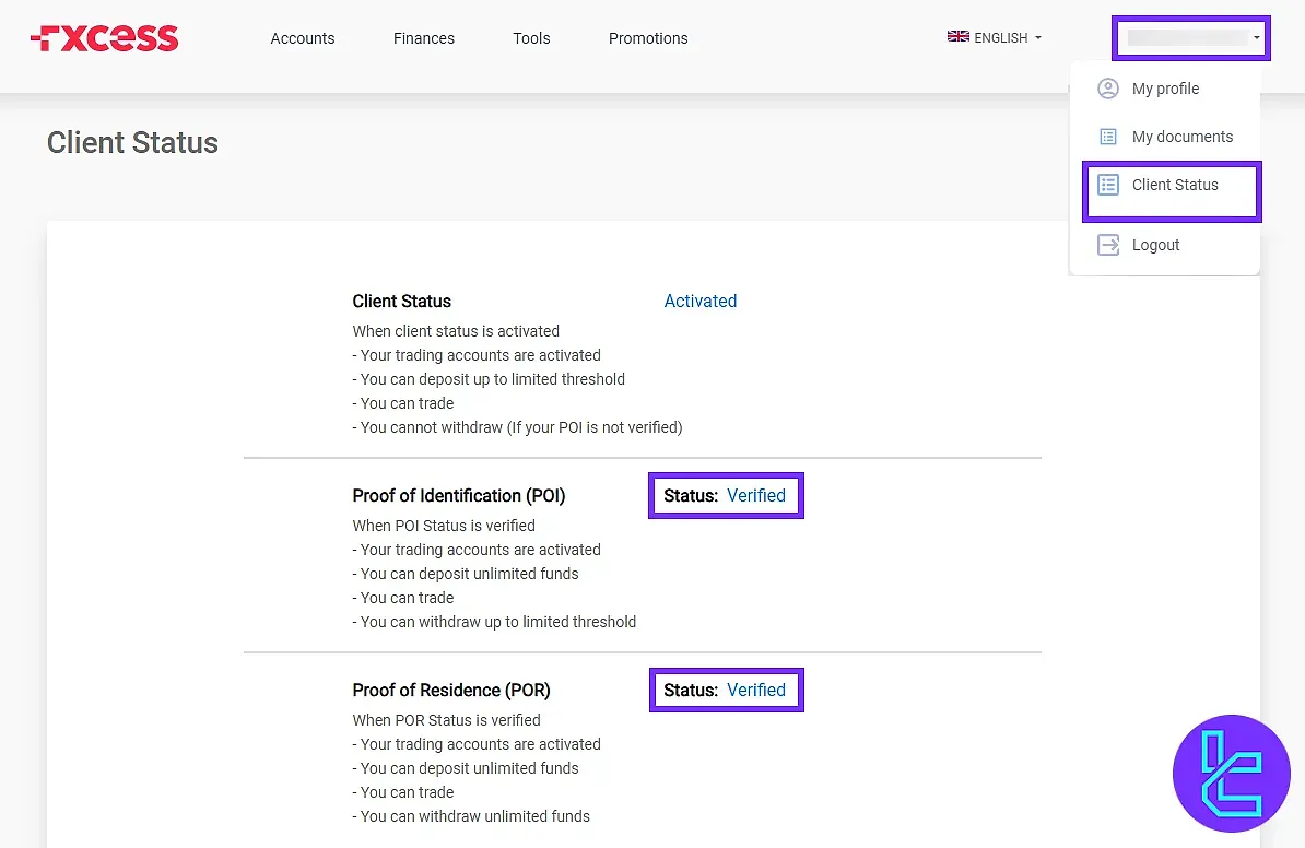 FXCess Client Status