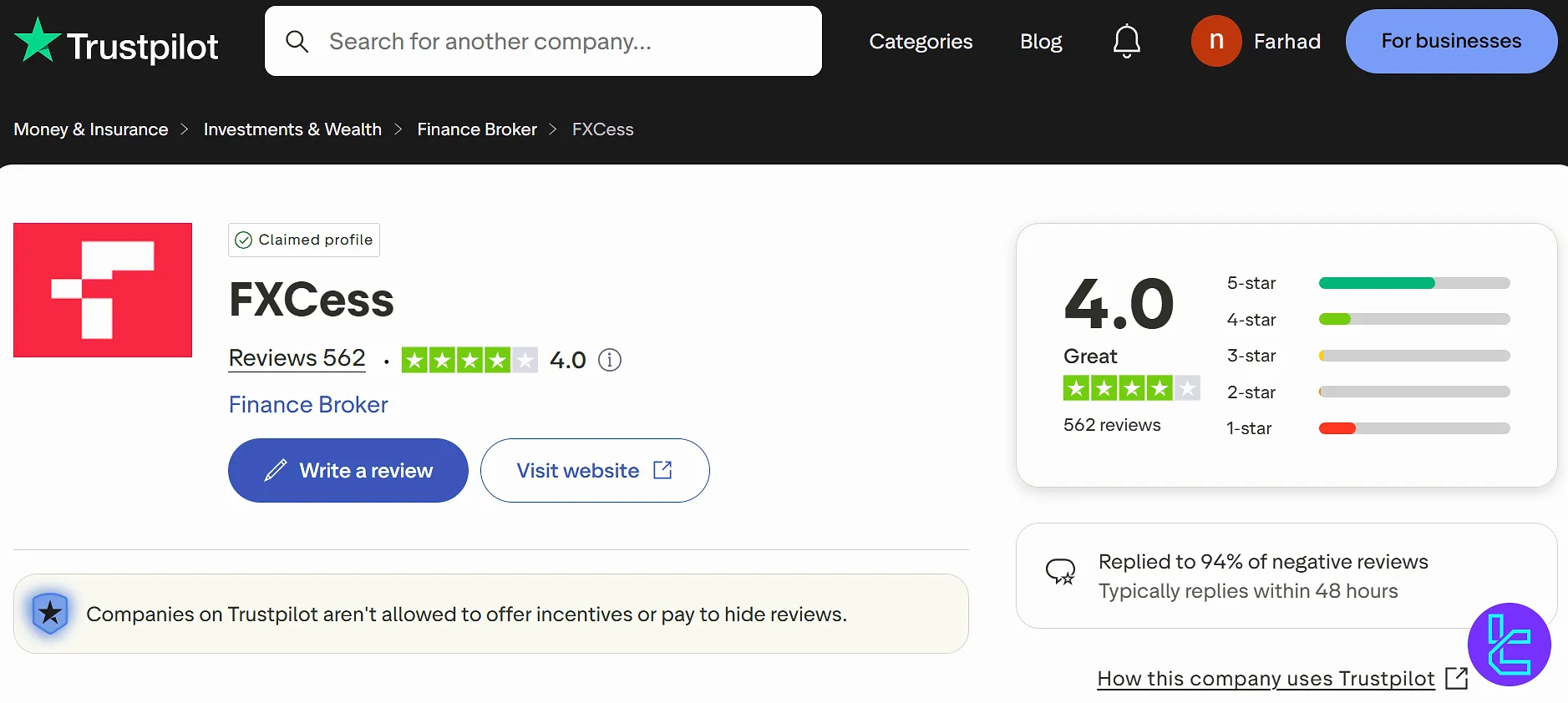FXCess Trustpilot