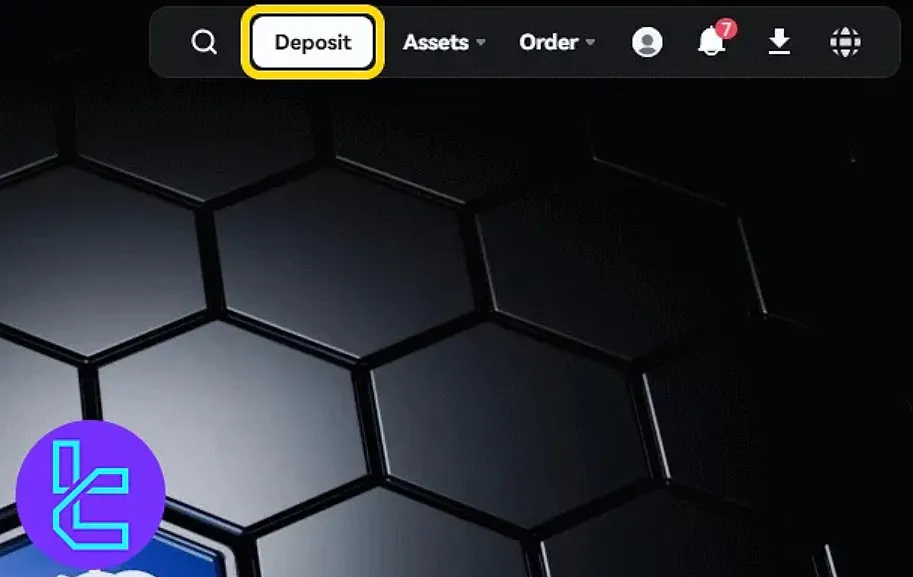 Toobit deposit button