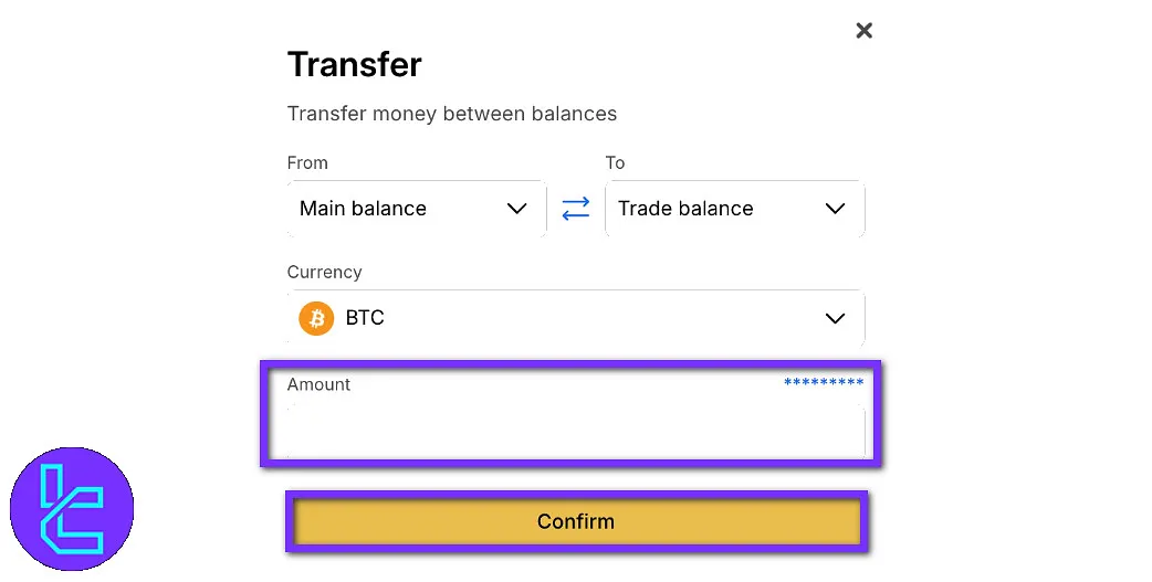 WhiteBIT transfer amount