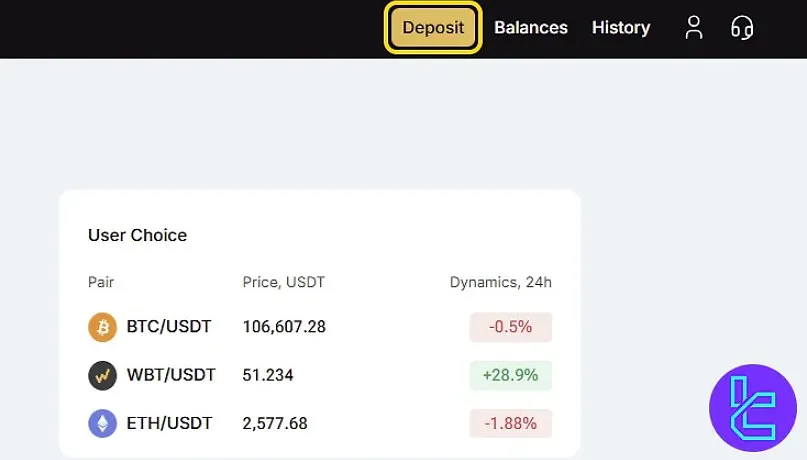 WhiteBIT ERC20 top-up