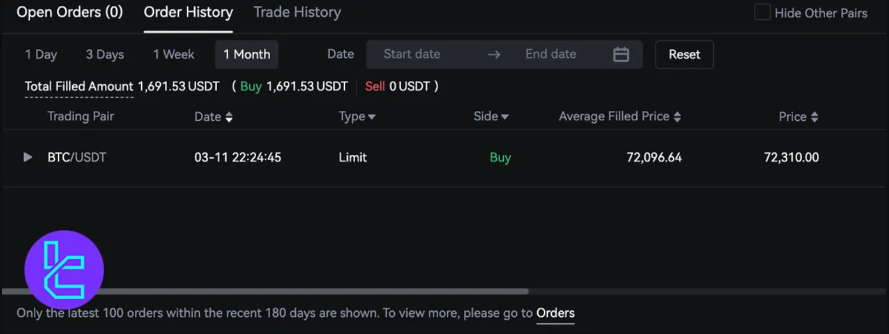 KCEX order monitor