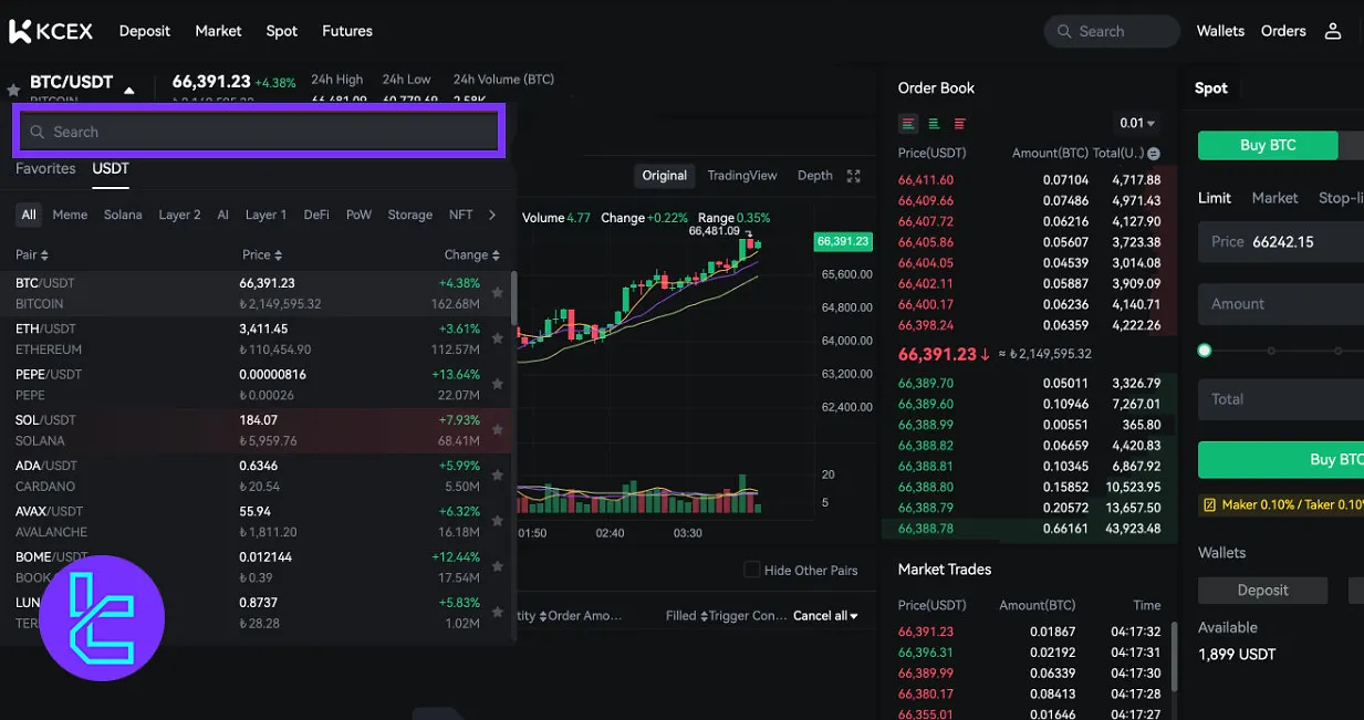 KCEX trading pair