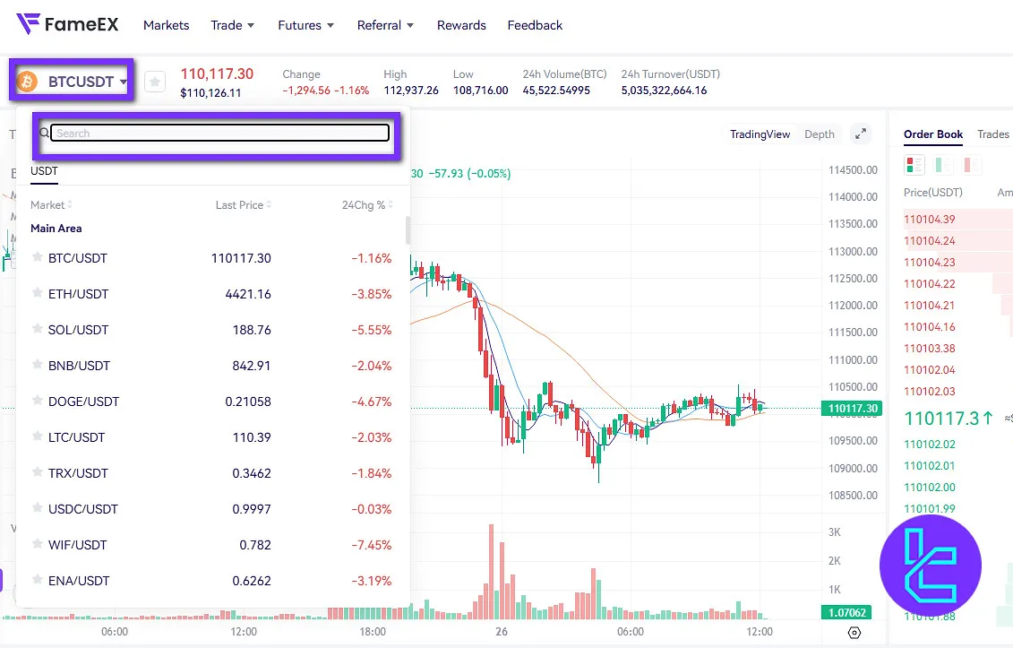 FameEX trading pairs