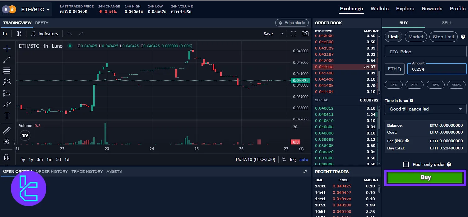 Luno trade confirmation