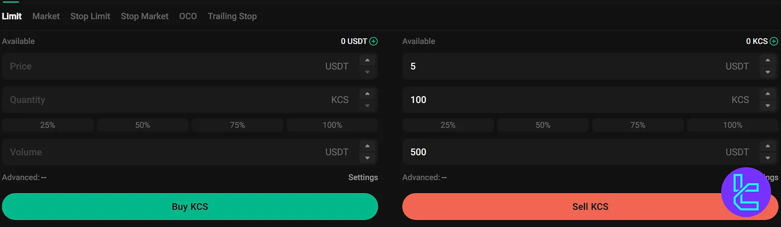 KuCoin limit order