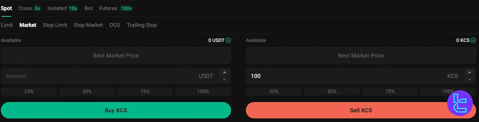 KuCoin market order