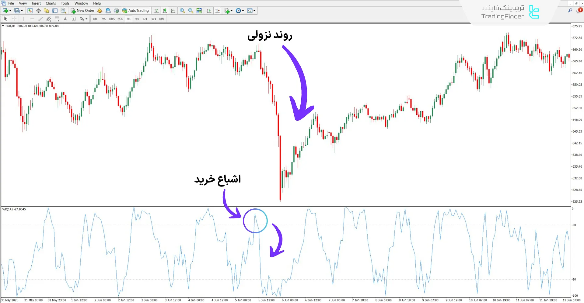 دانلود اسیلاتور WPR با هشدار (Williams Percent Range Alert) برای متاتریدر 4 2