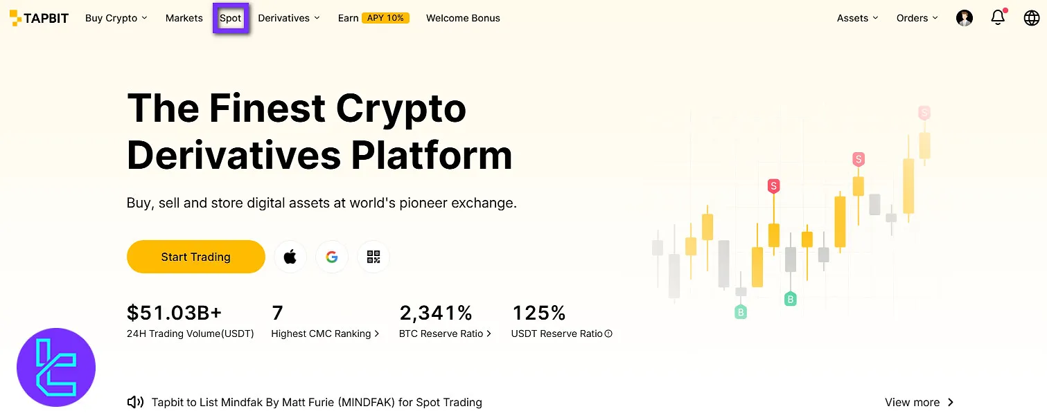 How to access Tapbit spot trading