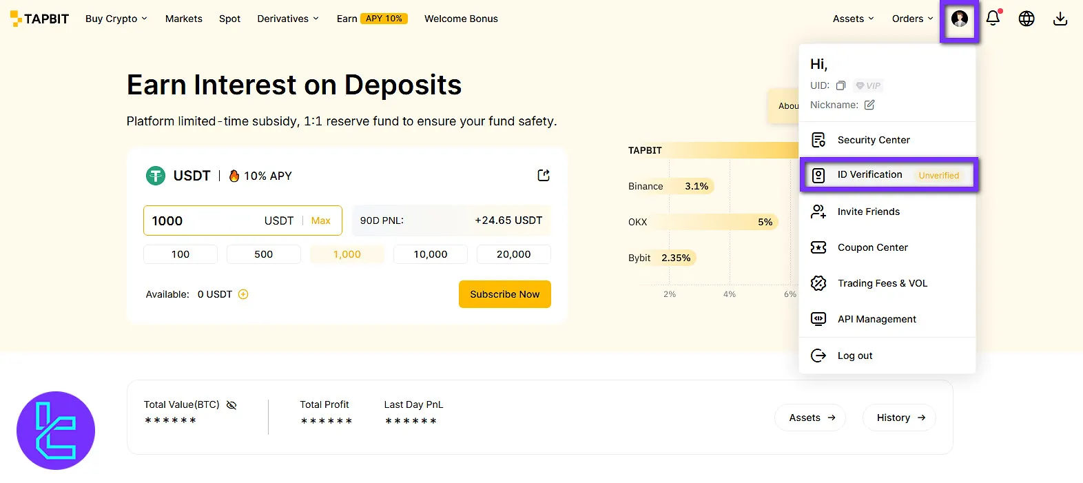 Tapbit ID verification