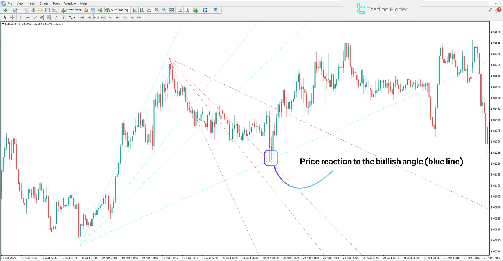 Bullish trend analysis in the Trend by Angle Indicator