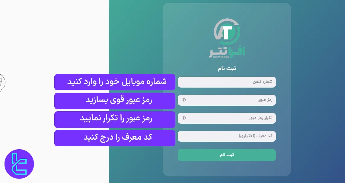 فرم افتتاح حساب Afratether