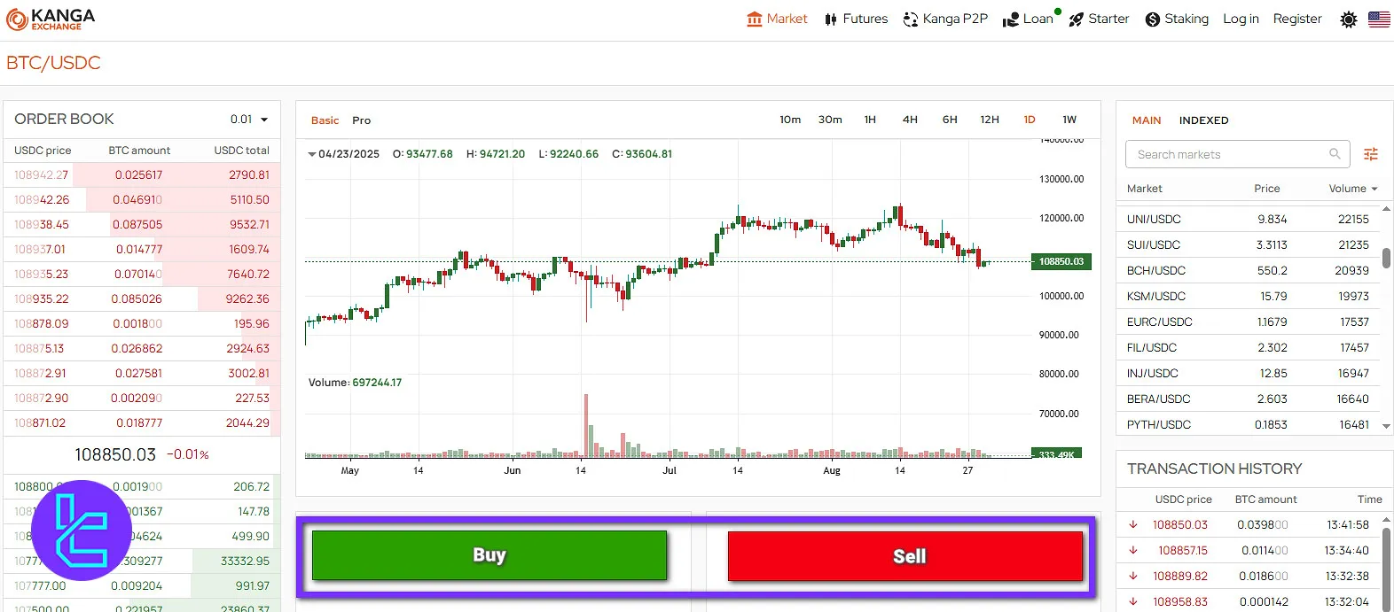 Kanga Exchange trade confirmation