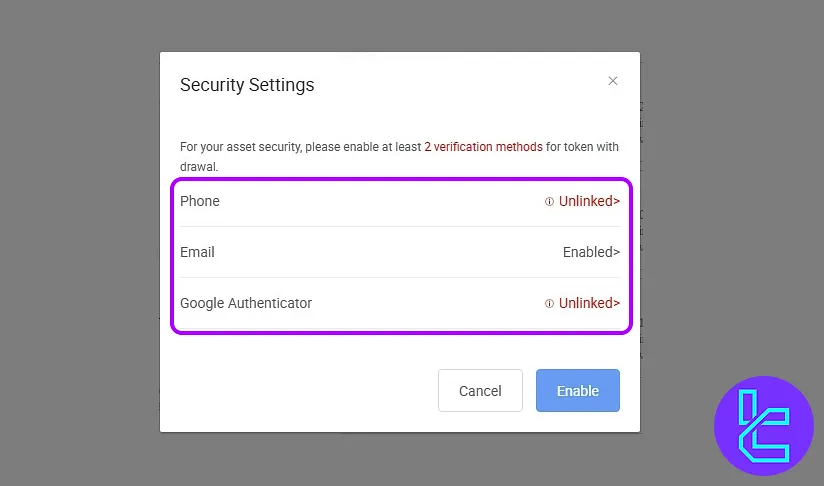 Enter HTX Tether TRC20 payout verification codes