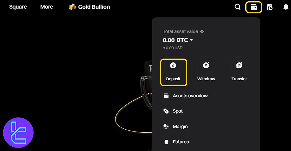 Bitget Tether TRC20 cash in wallet dashboard