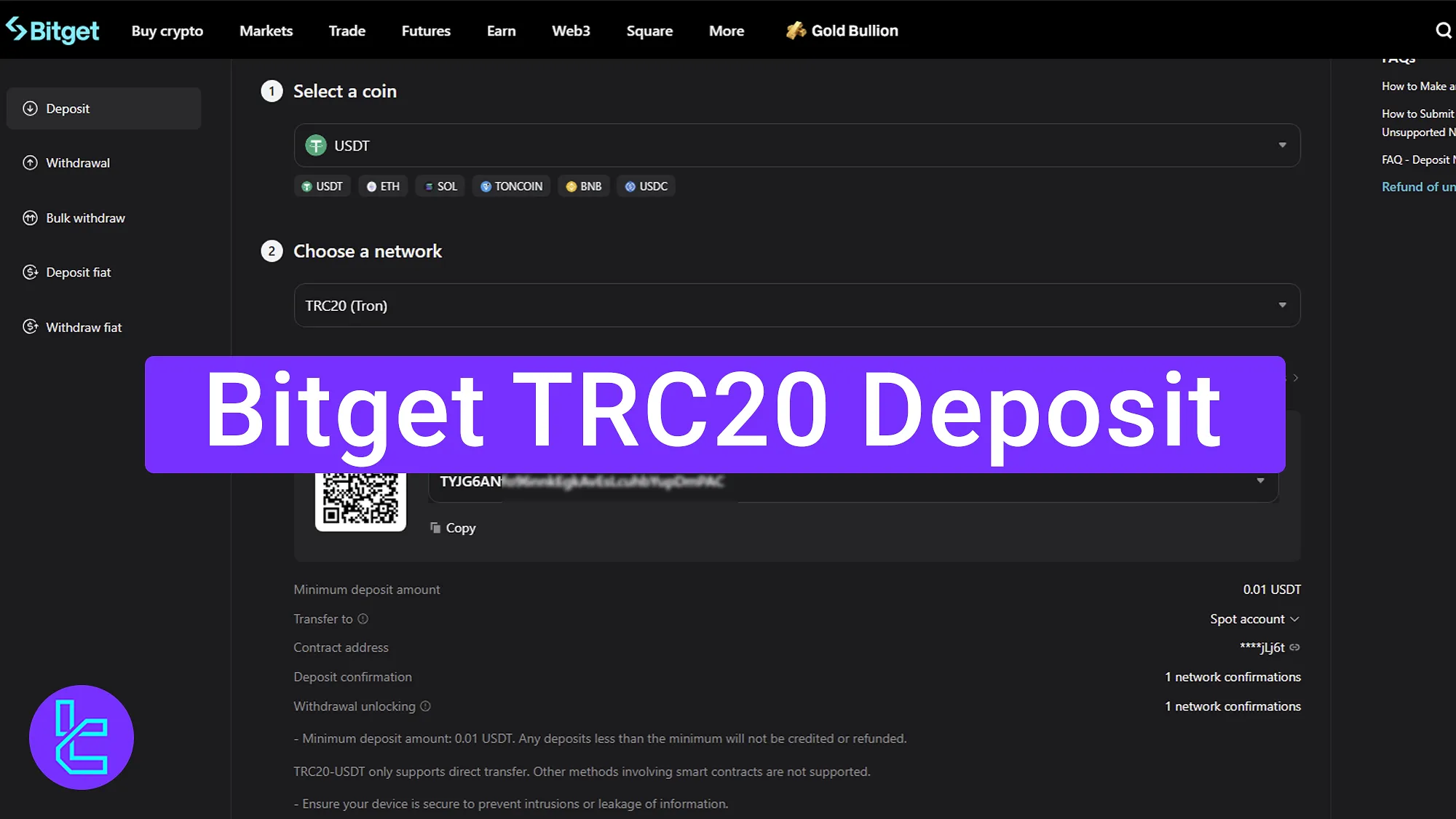 Bitget TRC20 cash in process