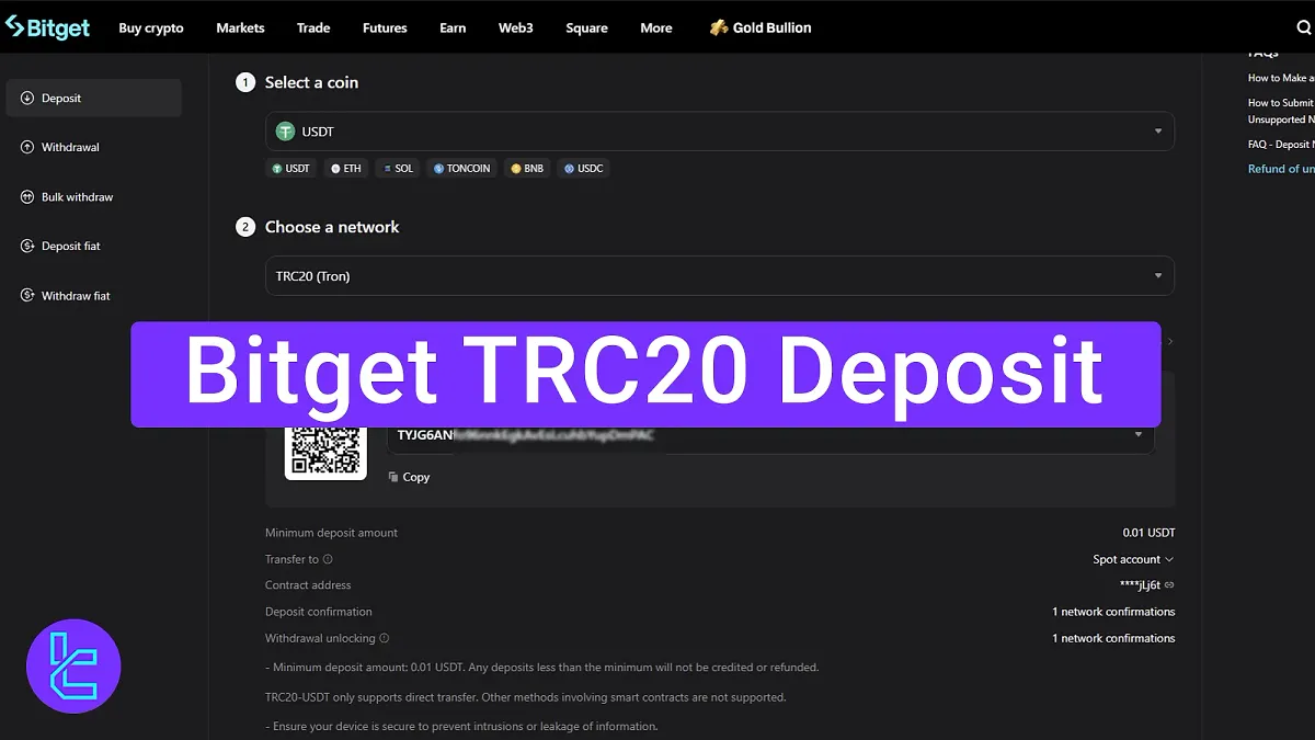 Bitget USDT TRC20 Deposit 2025 [Payments In 5 Minutes with Minimum 0.01 USDT]