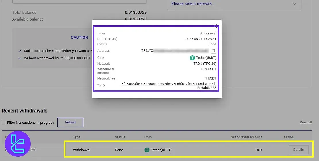 ProBit withdrawal monitor