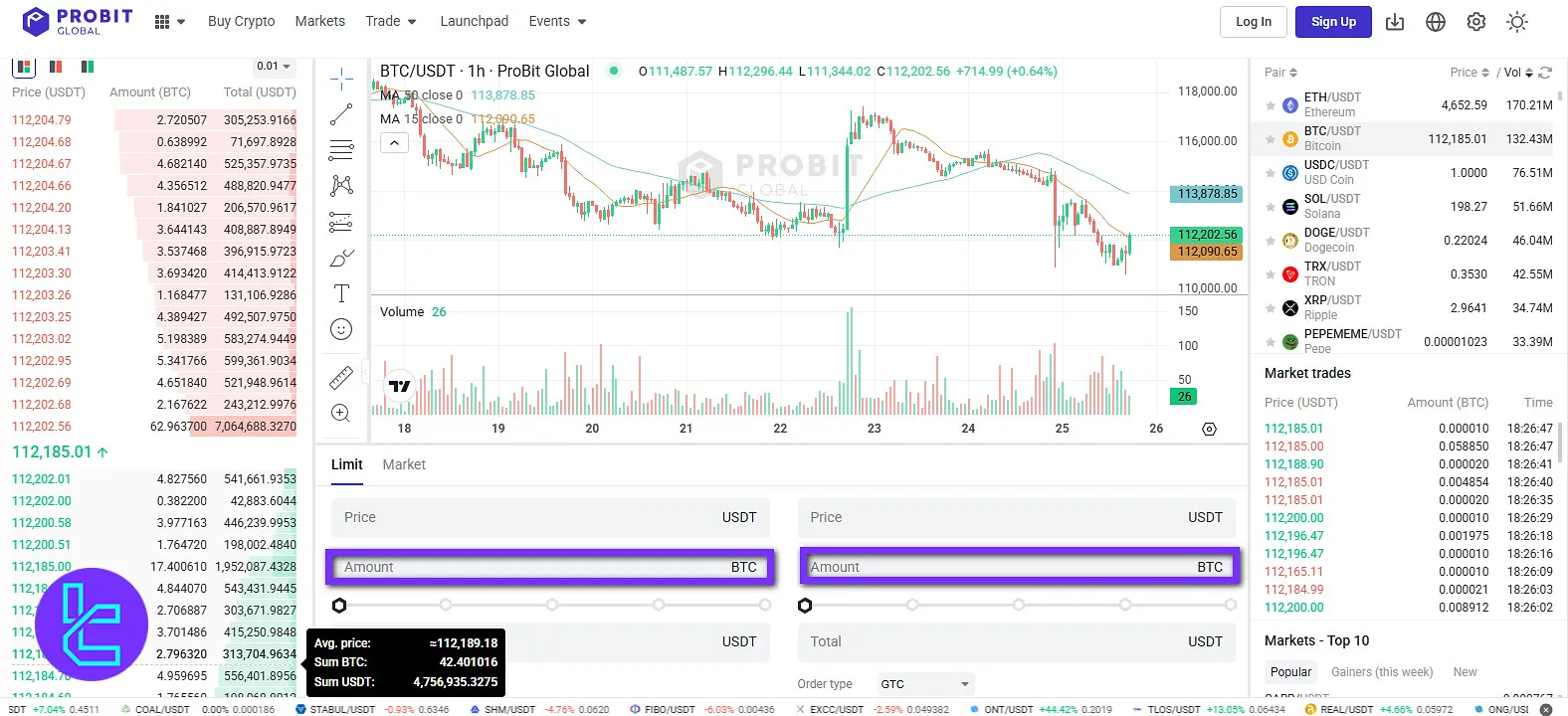 ProBit trade execution