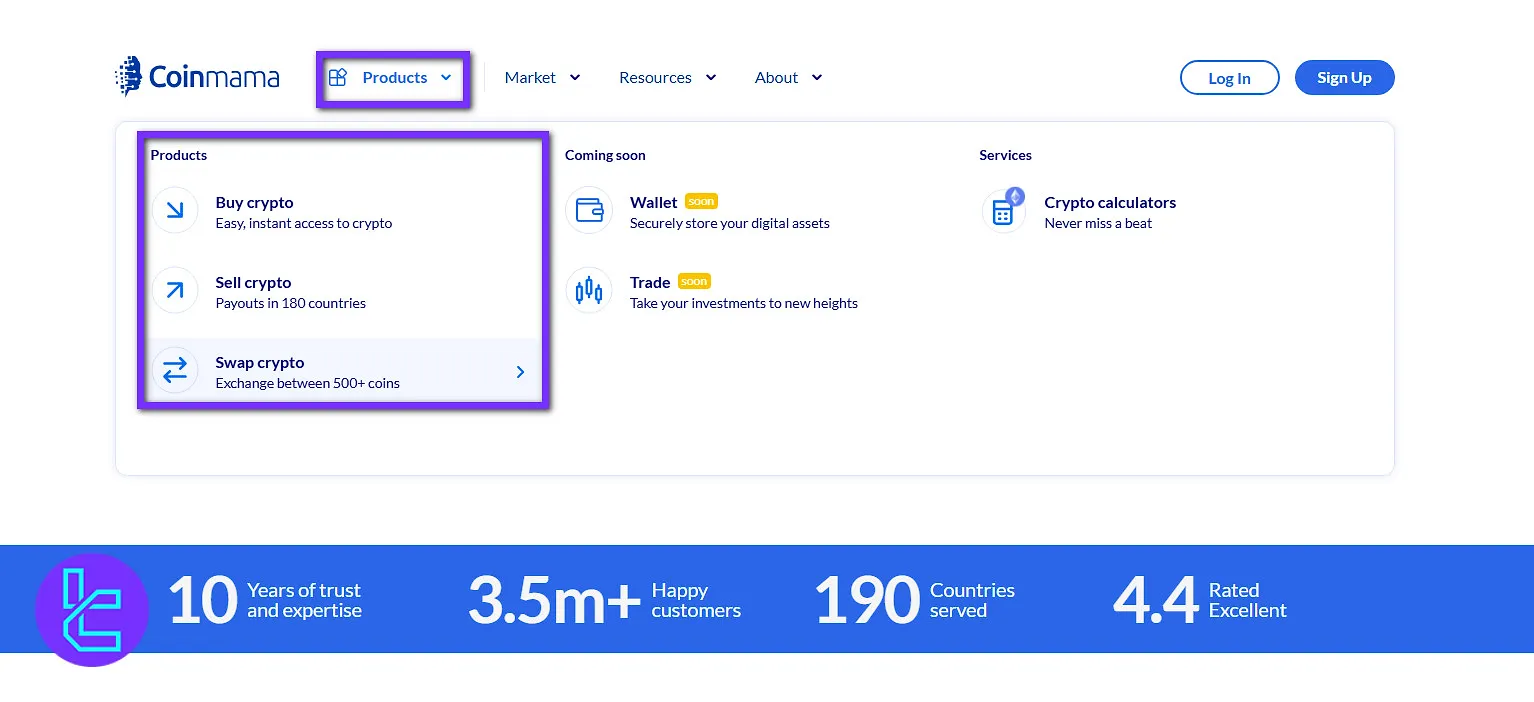 Coinmama select product