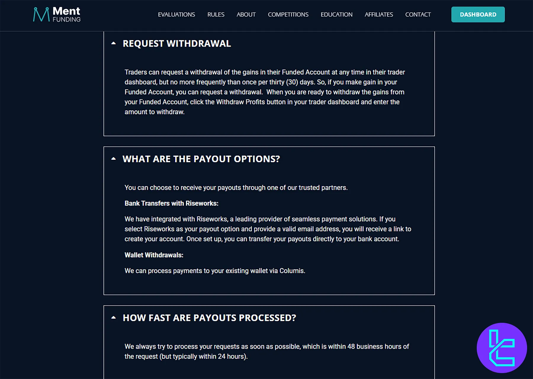 Ment Funding Payout Policy