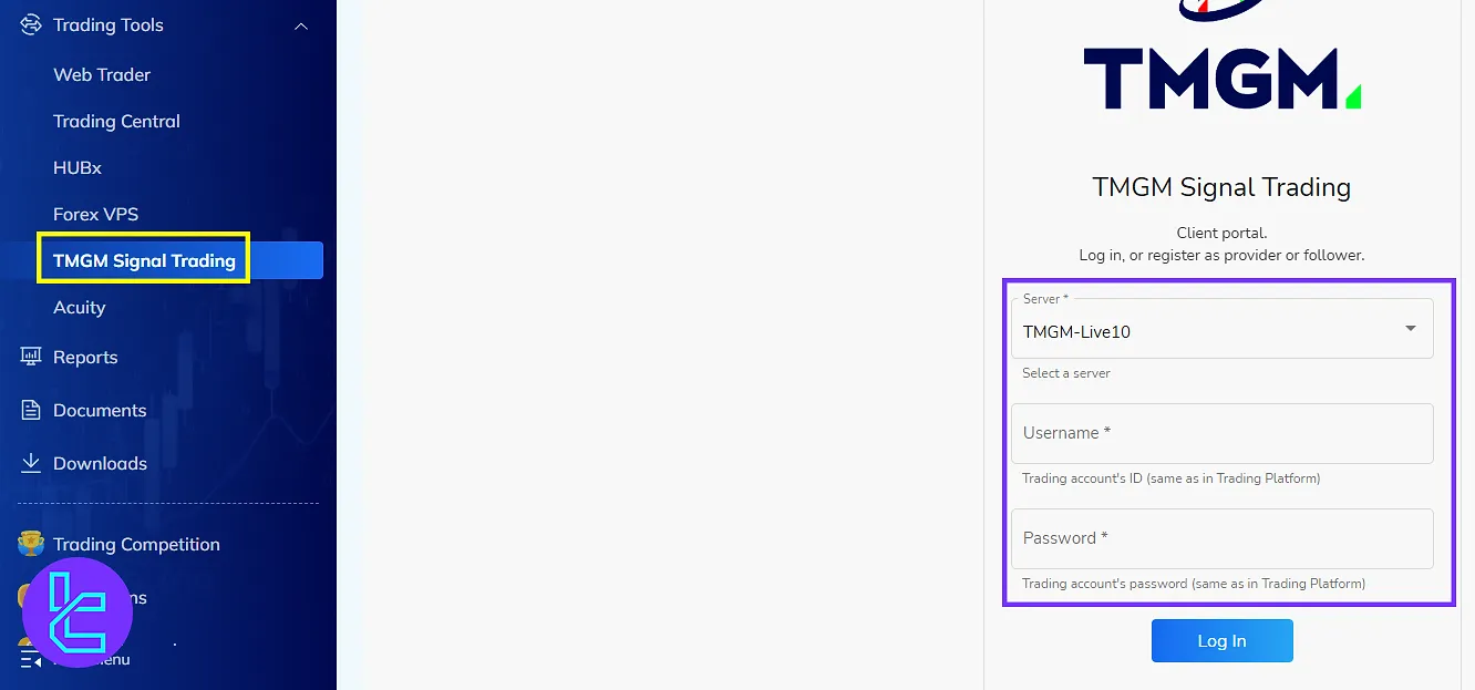 TMGM user panel signal trading