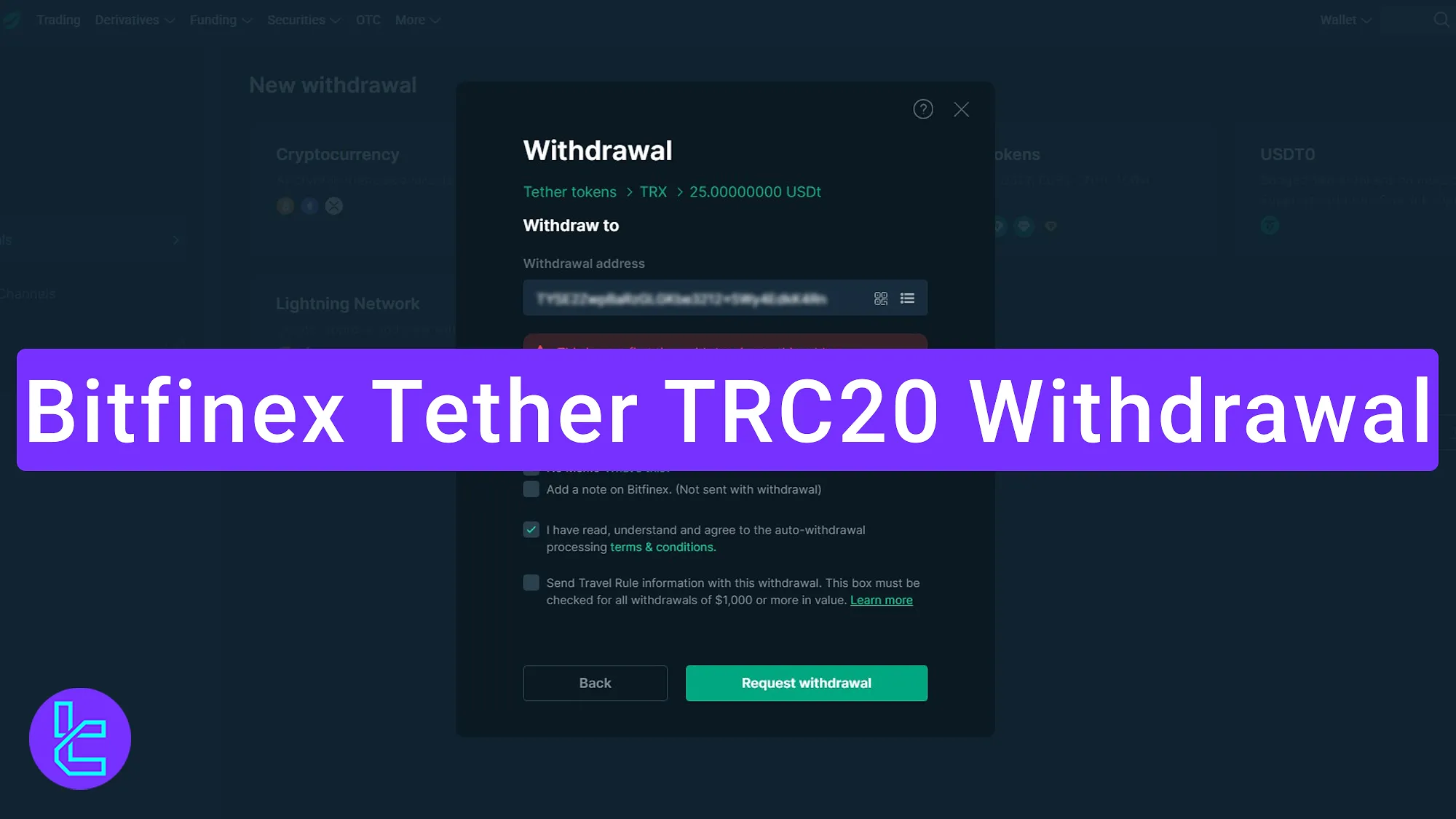 Bitfinex Tether TRC20 Withdrawal 2025 [7 Step Procedure] 