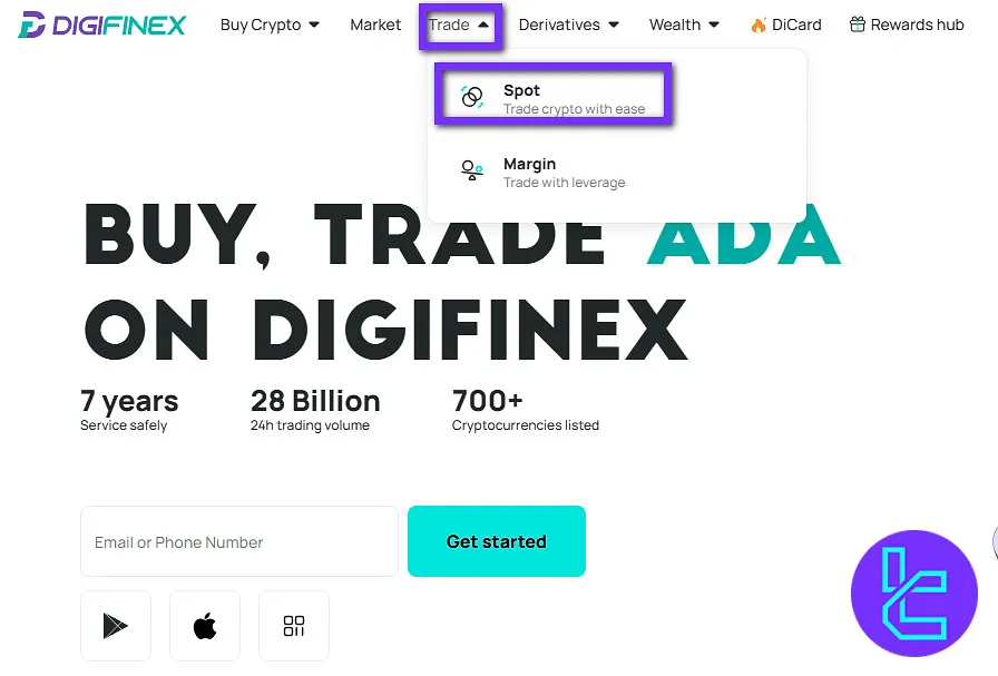 Alt: DigiFinex access spot trading