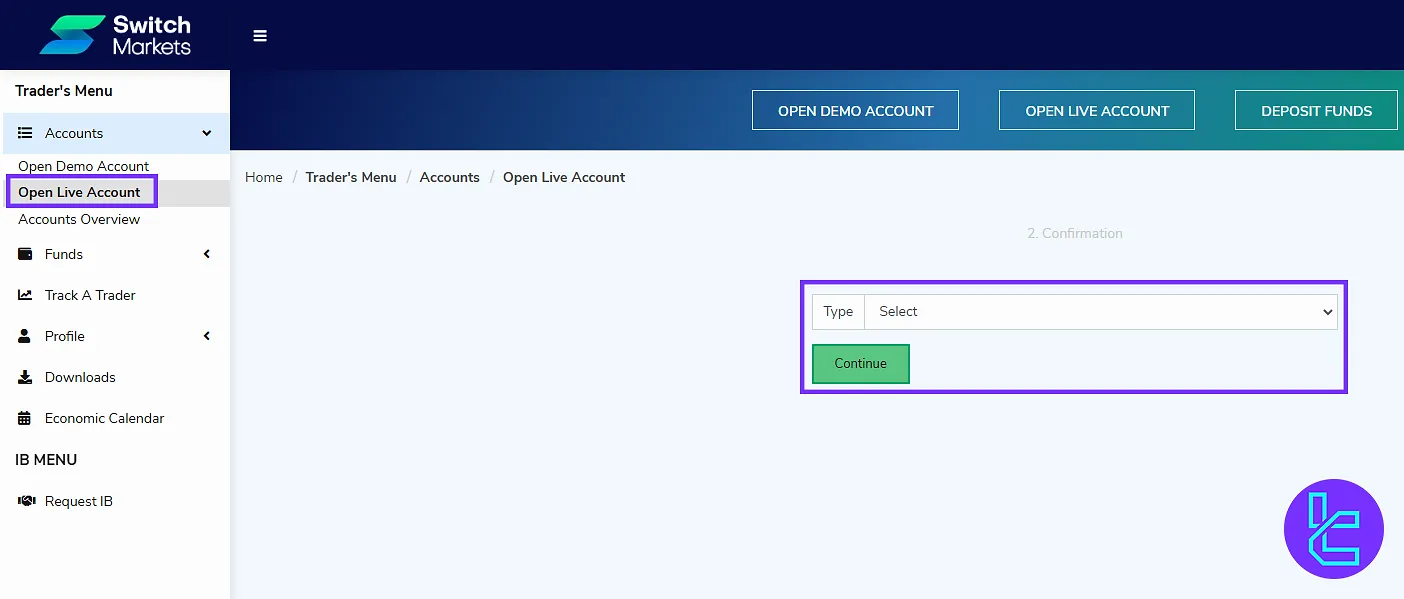 Switch Markets account creation through the dashboard