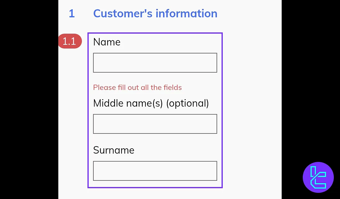 Spectro required personal details for verification