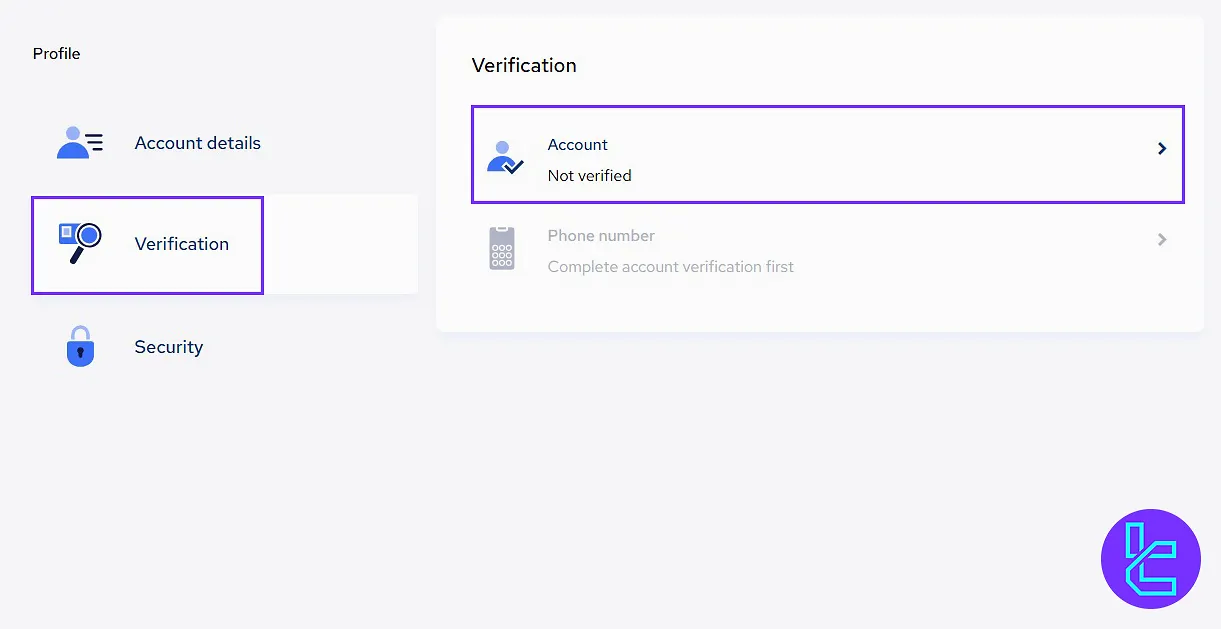 Initiating SpectroCoin KYC by accessing the profile section