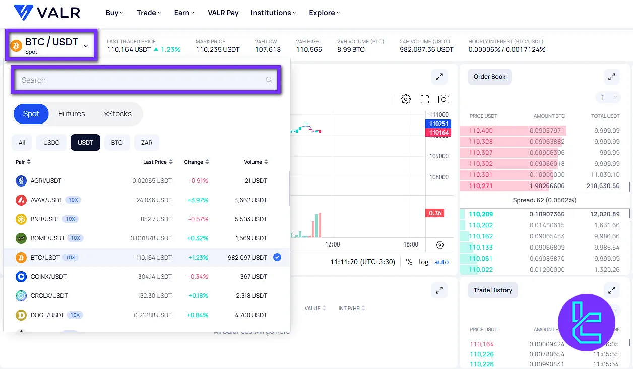 VALR trading pairs