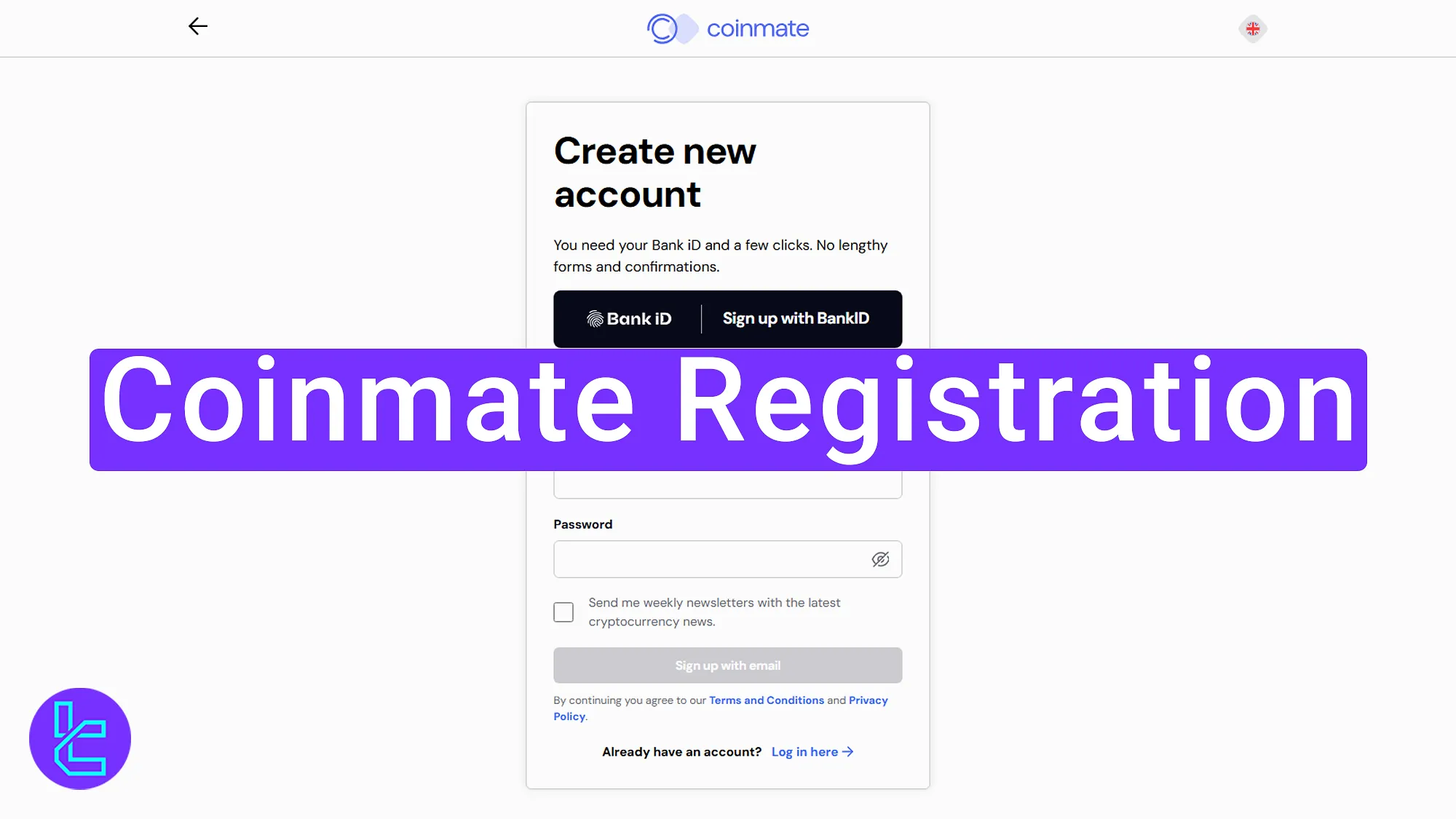 Coinmate registration