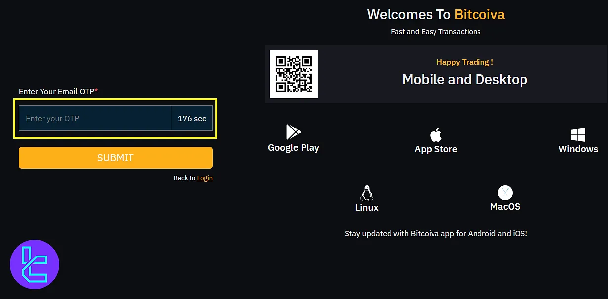 Email verification for Bitcoiva signup