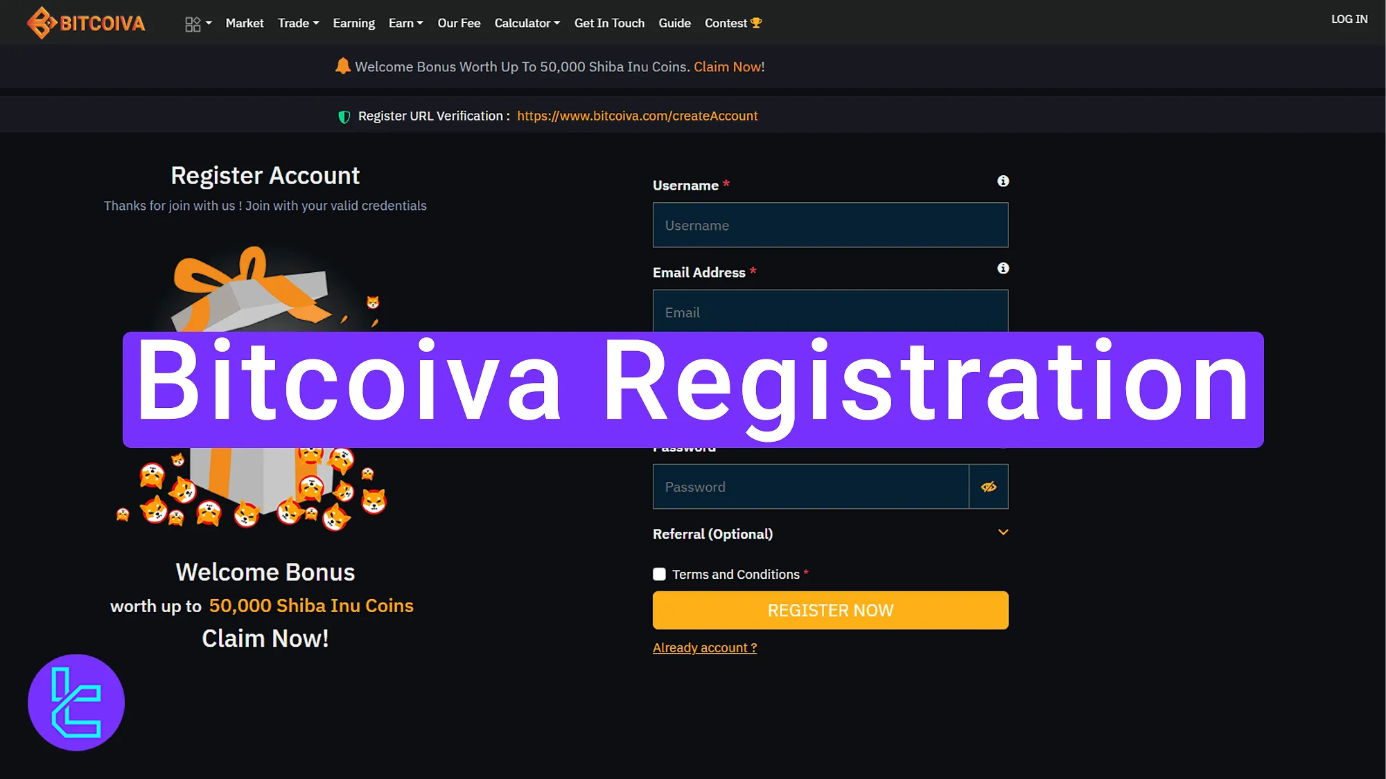 Bitcoiva registration