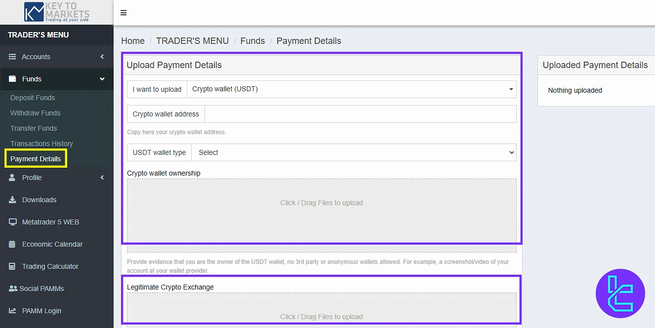 Key to Markets user panel payment details