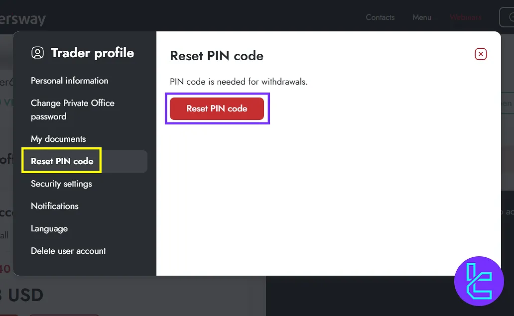 Tarder’s Way panel PIN reset