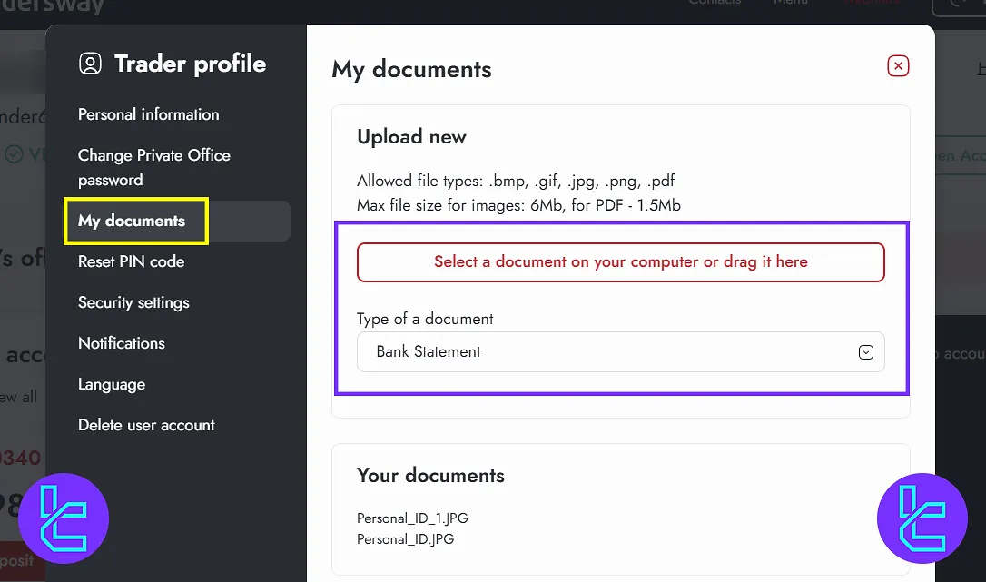 Trader's Way verification in the dashboard