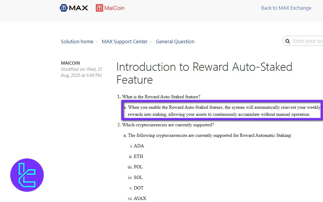MaiCoin MAX auto-staked bonus