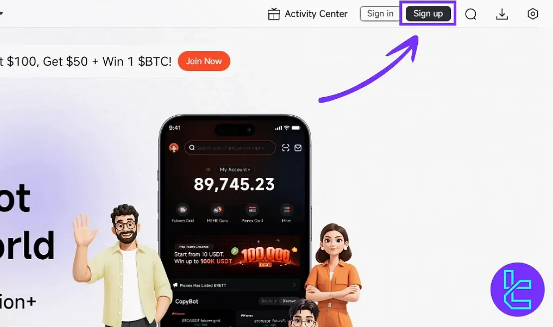 How to access the Sign Up page