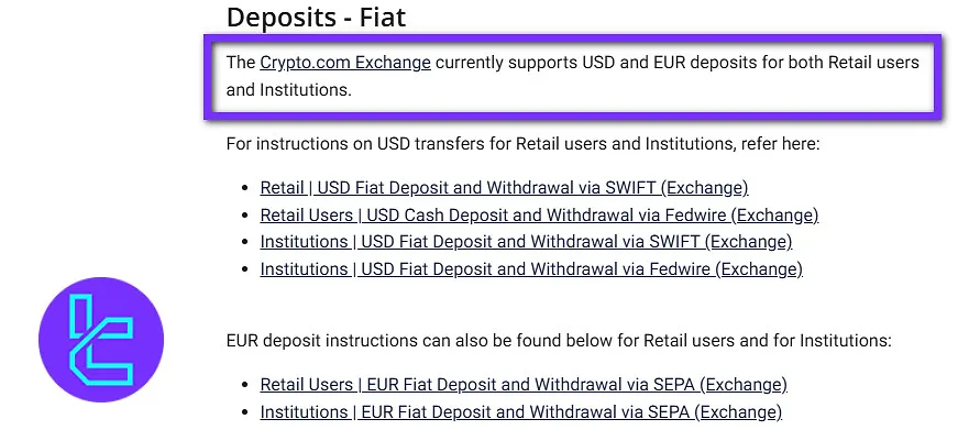 Crypto.com deposit methods