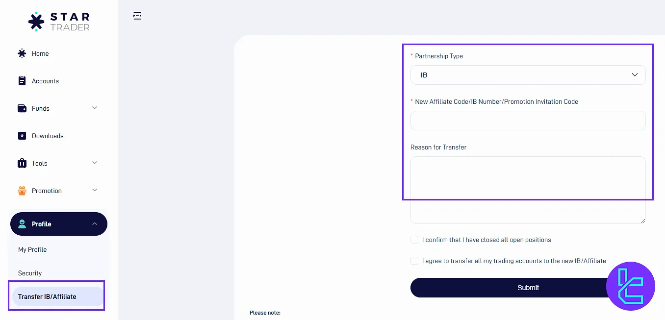 STARTRADER IB dashboard