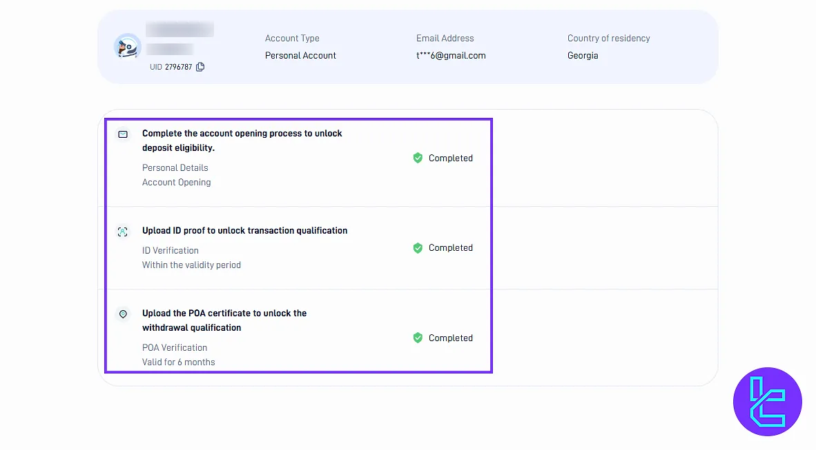 My Profile section in the STARTRADER client portal